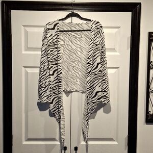 Zebra Print Tie Cardigan